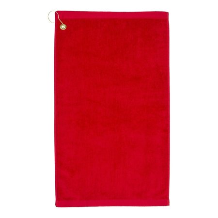 TOWELSOFT Premium 16 inch x 26 inch Velour Golf Towel with Corner Hook &Grommet Placement-Red Golf-GV1201CL-red